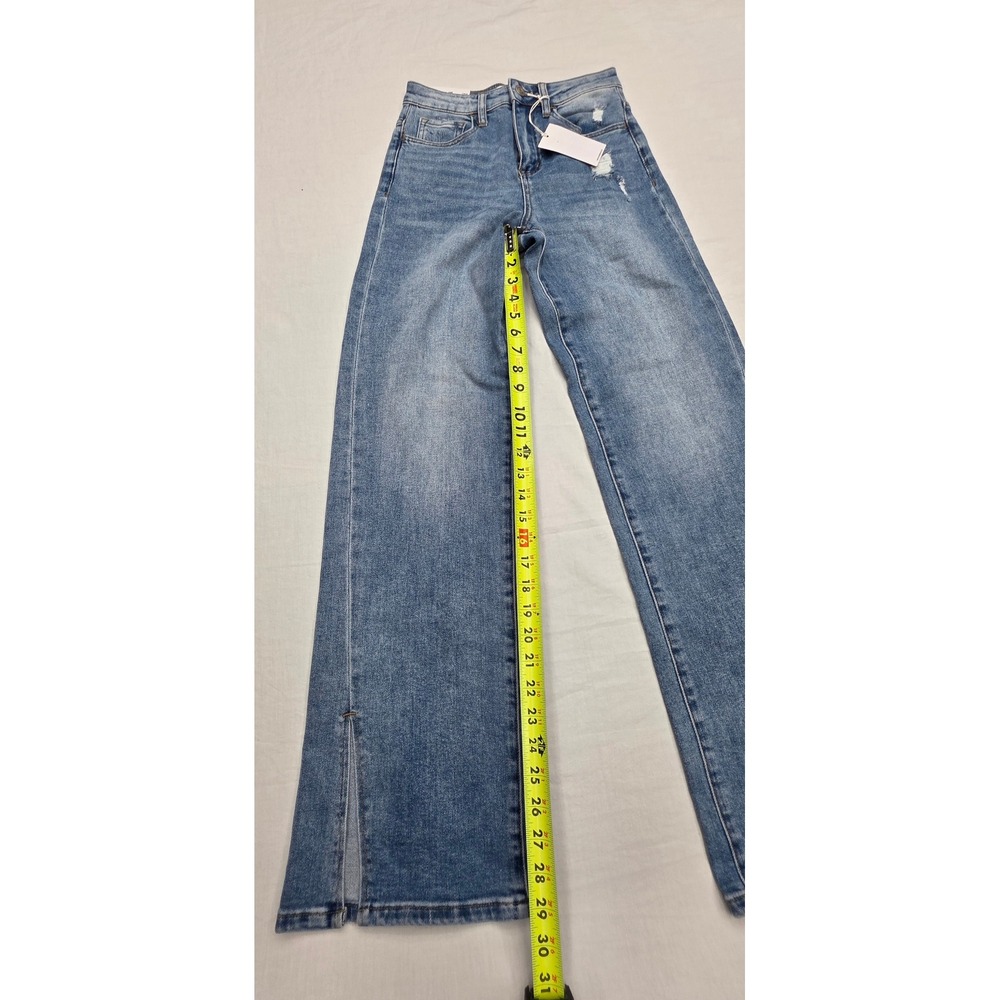 Vervet Leslie 90s Vintage Flare Jeans Distressed Blue Denim Size 25 NWT - Picture 7 of 10